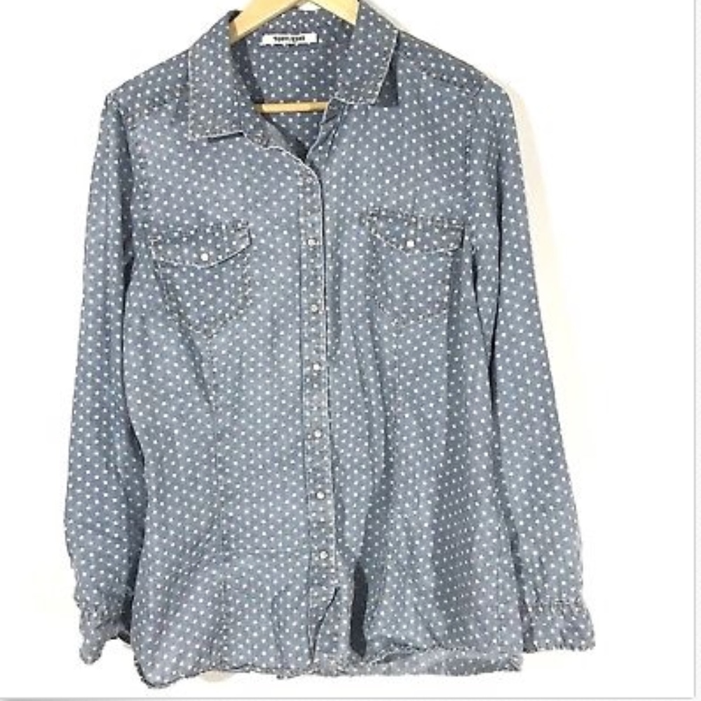 Daniel Rainn Chambray Pearl Snap Button Star Shirt